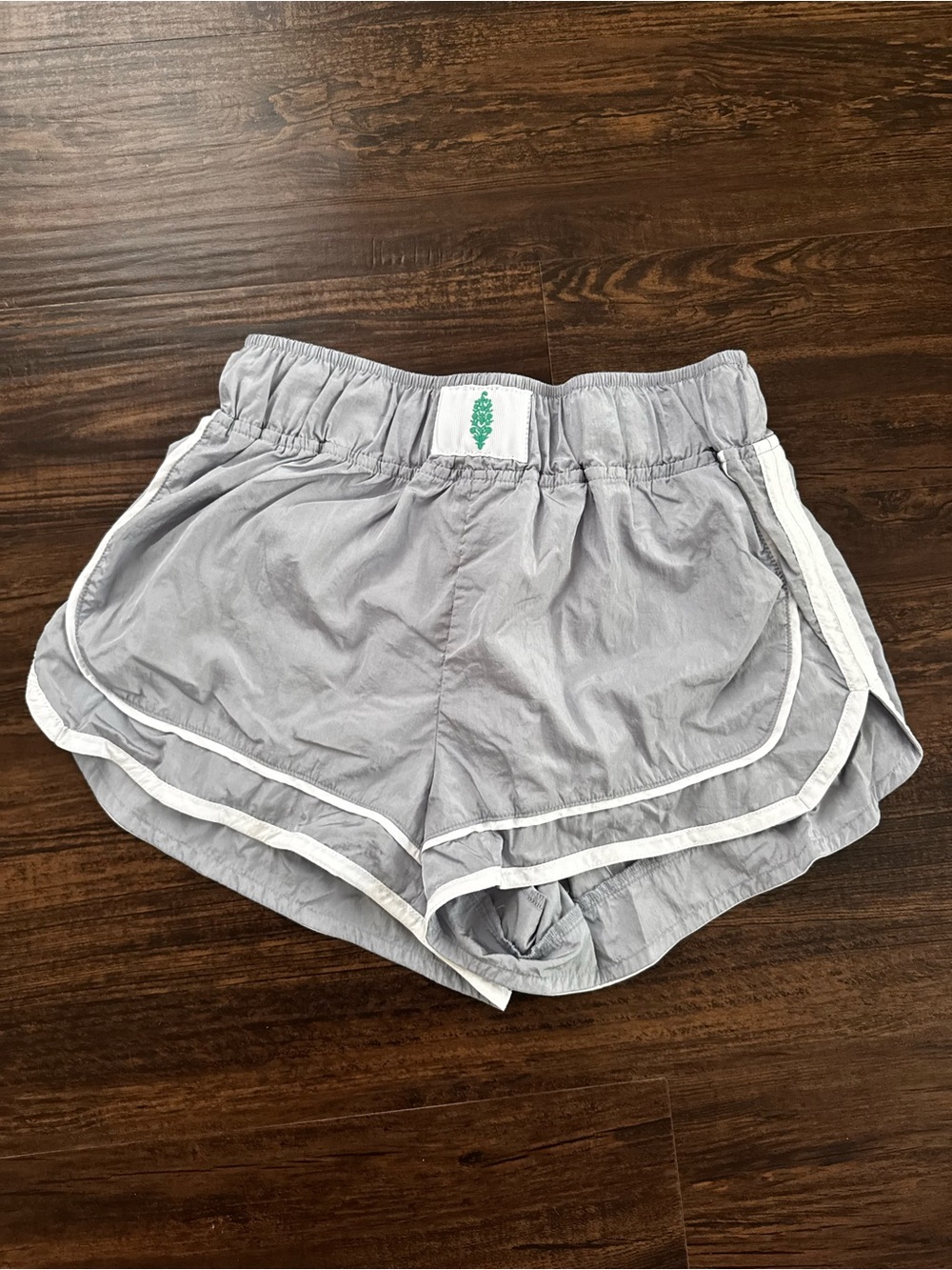 Free People Light Gray Athletic Shorts with White Trim
